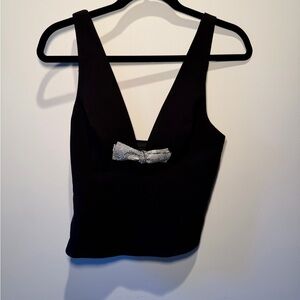 Zara Black Crop Top with Silver Accent